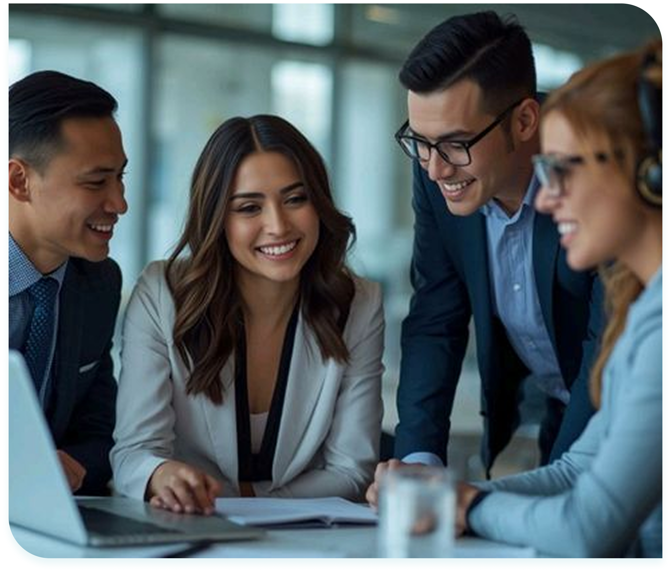Team collaborating in a meeting